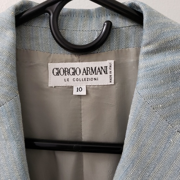 Giorgio Armani Double Breasted Herringbone Blazer - Picture 2 of 6